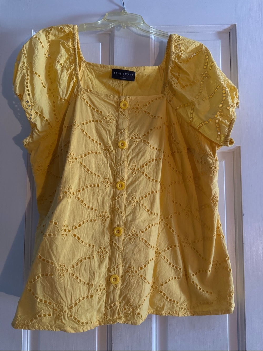 Lane Bryant Yellow Square-Neck Blouse